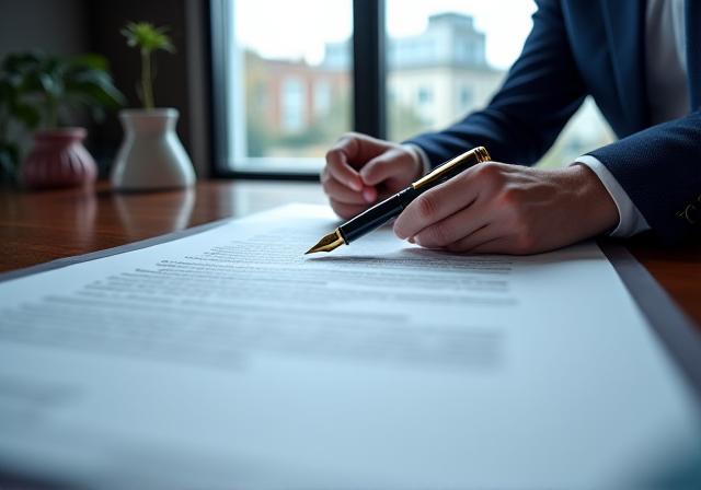 Legal professional reviewing a bespoke commercial agreement in a modern London office